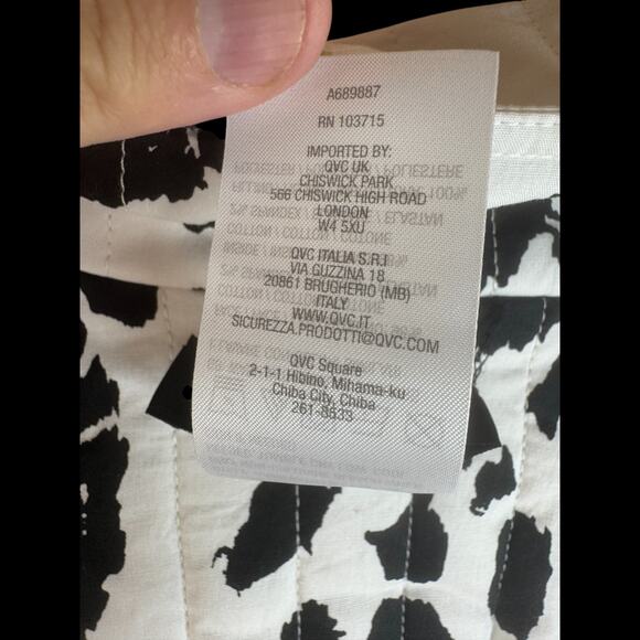 nicole by Nicole Miller Reversible Stretch Poplin Quilted Jacket Cream Floral L - Picture 15 of 15